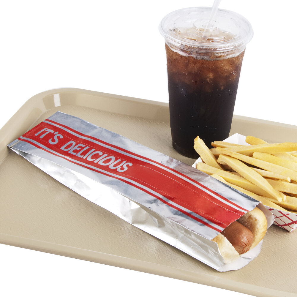 Carnival King 3" x 2" x 12" Printed Foil Hot Dog Bag 1000 / Case