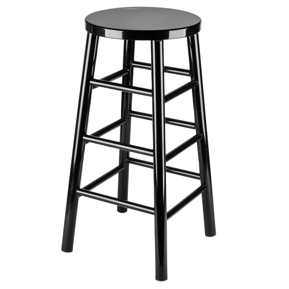 Lancaster Table & Seating 30" Black Metal Woodgrain Barstool