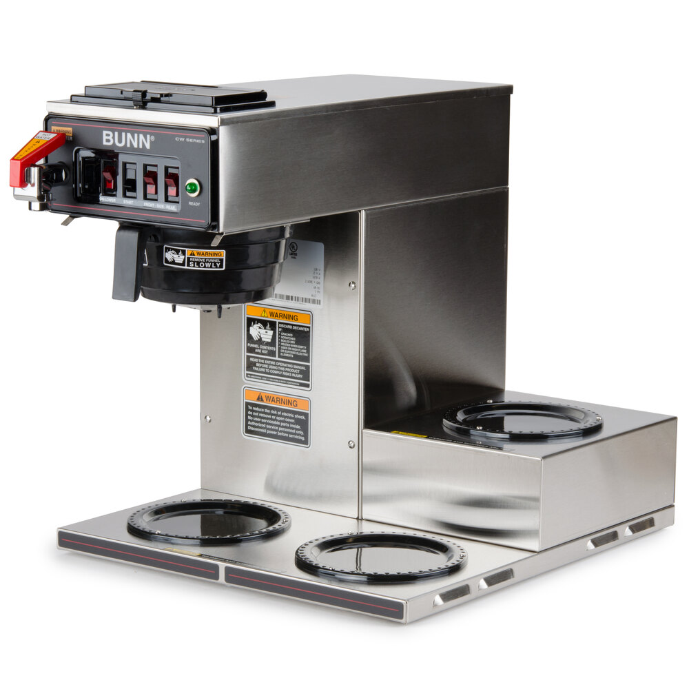 Bunn CWTF153 12 Cup Automatic Coffee Brewer with 3 Lower Warmers & Hot