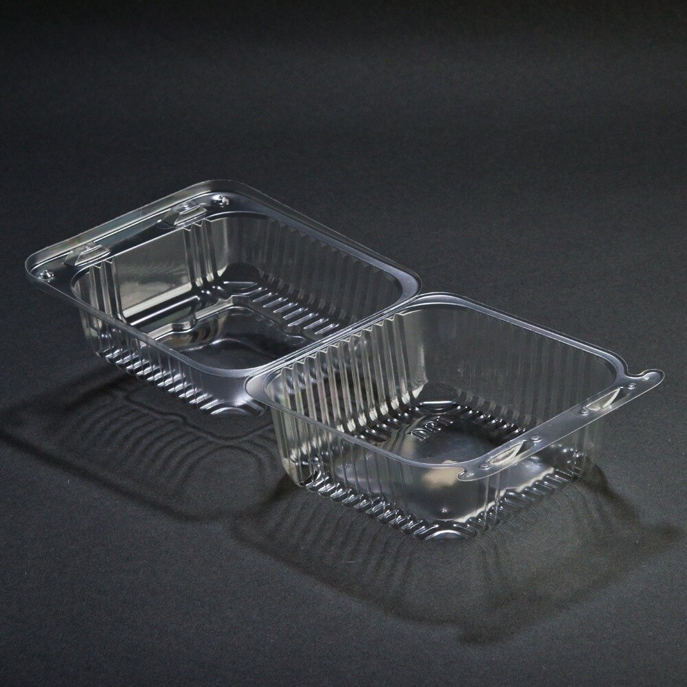 Durable Packaging PXT11600 5" x 5" x 3" Deep Clear Hinged Lid Plastic