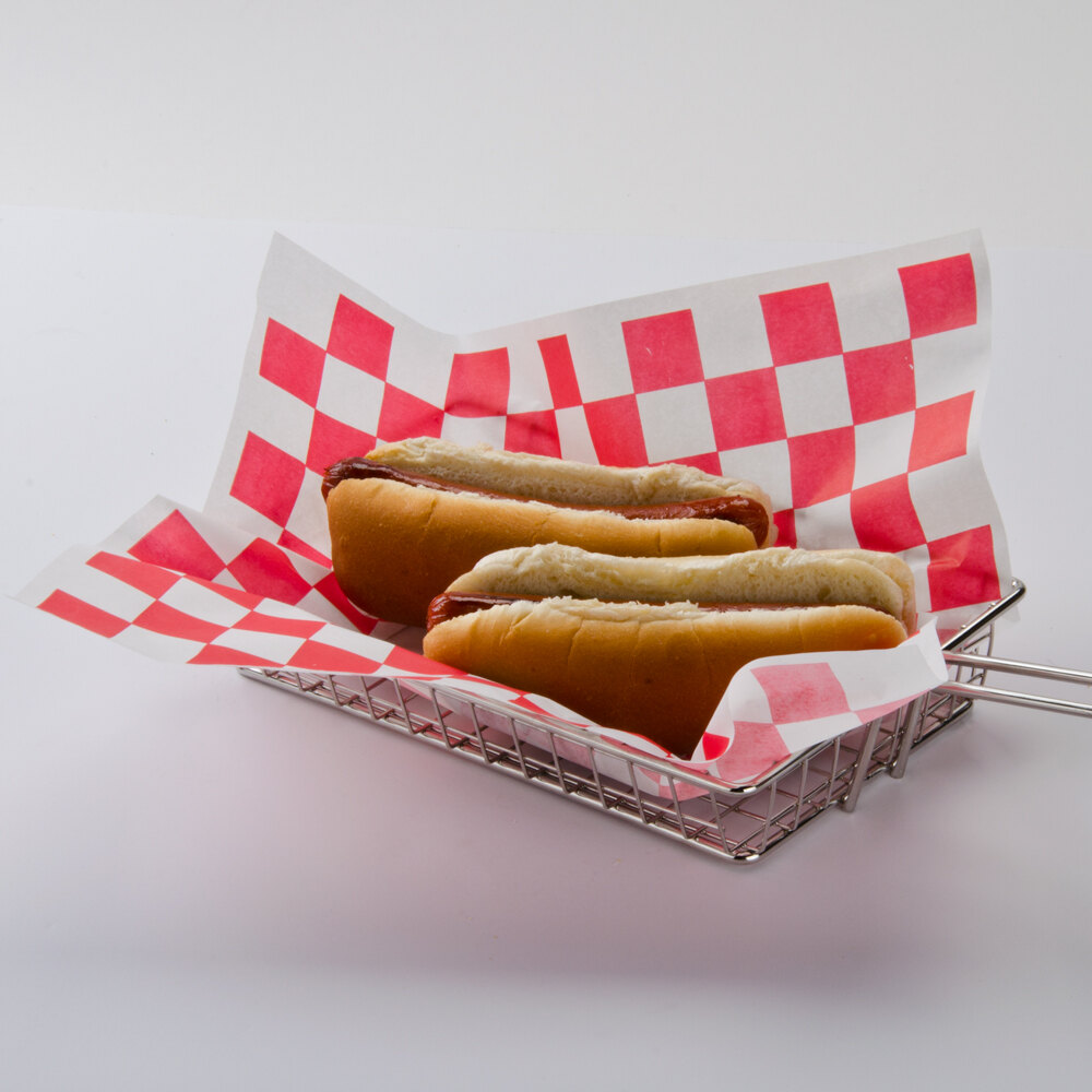 Choice 12" x 12" Red Check Deli Sandwich Wrap Paper 1000 / Box