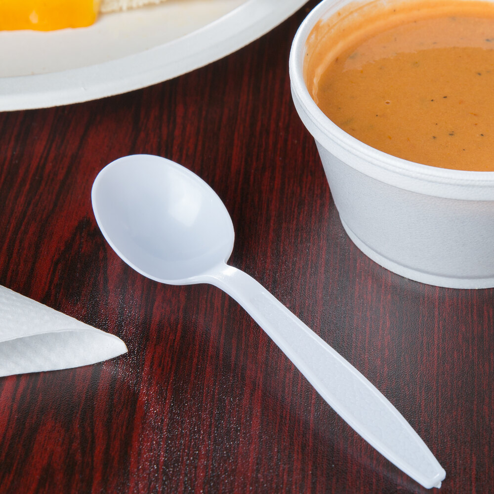 Visions White Heavy Weight Plastic Soup Spoon 100/Pack