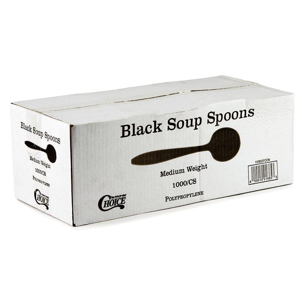 Choice Medium Weight Black Plastic Soup Spoon 1000 / Case