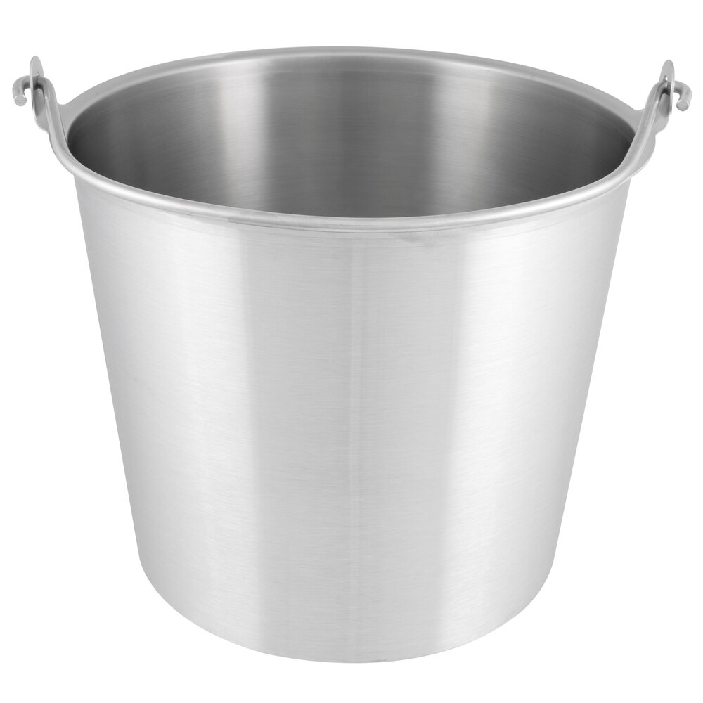 Vollrath 58161 14.75 Qt. Stainless Steel Dairy Pail with Side Tilting