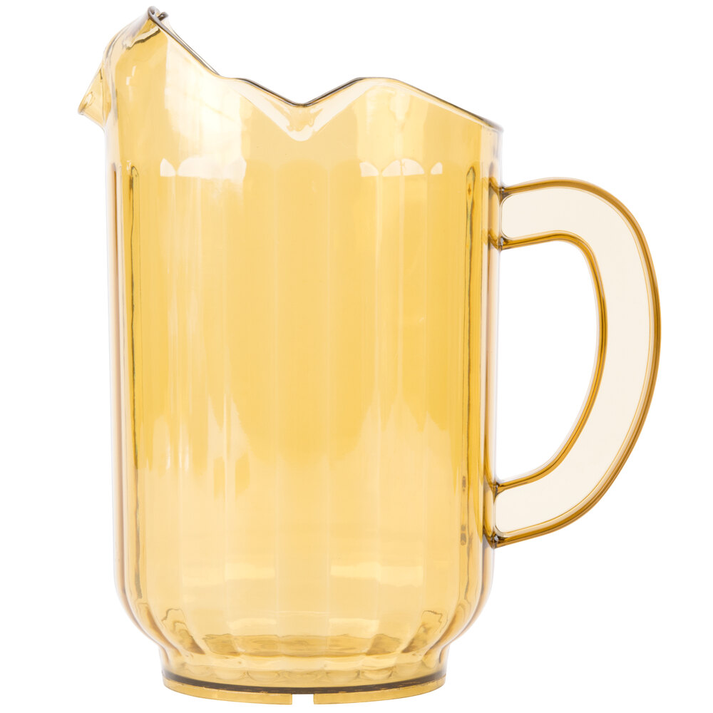 Choice 60 oz. Amber SAN Plastic Beverage Pitcher with 3 Spouts