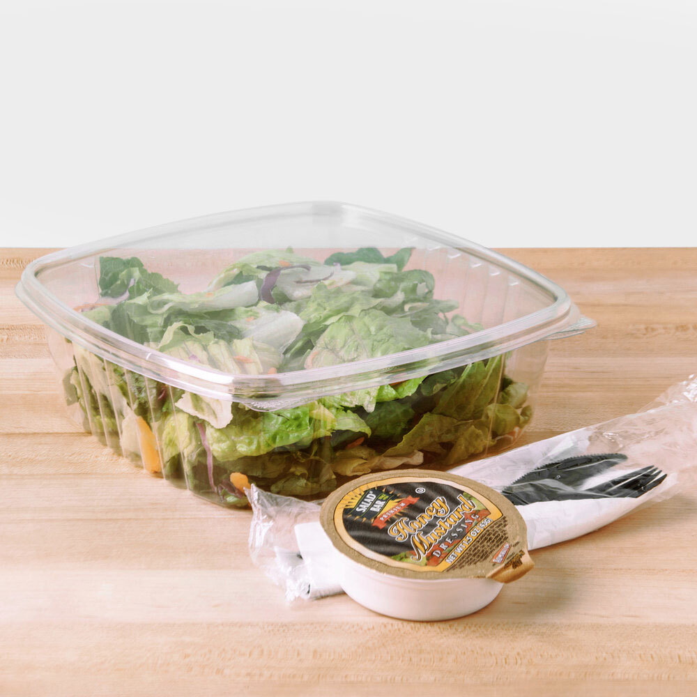 D&W Fine Pack VH48P VersaPak 48 oz. Recyclable Hinged Take Out Deli