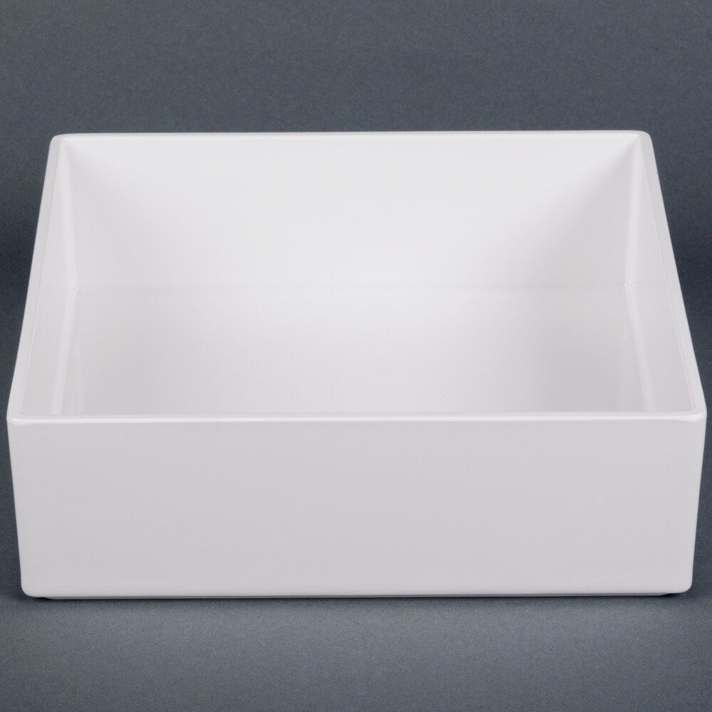 CalMil 139315M Cater Choice White Melamine Box Tray 10" x 10" x 3"