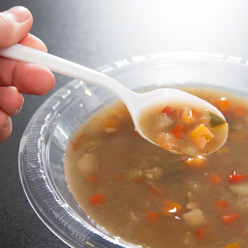 Choice Medium Weight White Plastic Soup Spoon 1000/Case