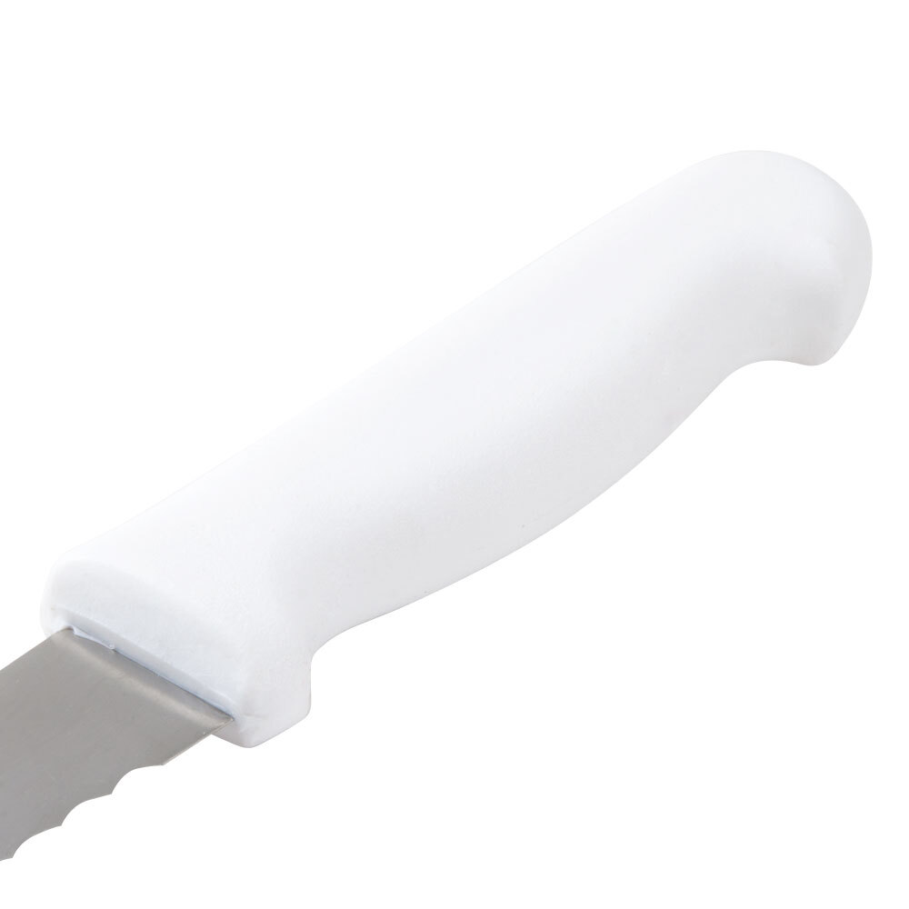 9 1/2" Curved Serrated Bread Knife with White Polypropylene Handle