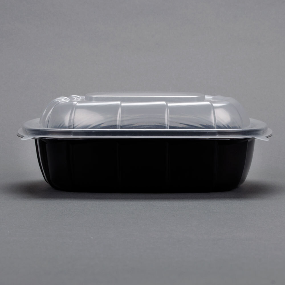 8" x 8" x 3" Microwaveable Plastic Hinged TakeOut Container 138 / Case