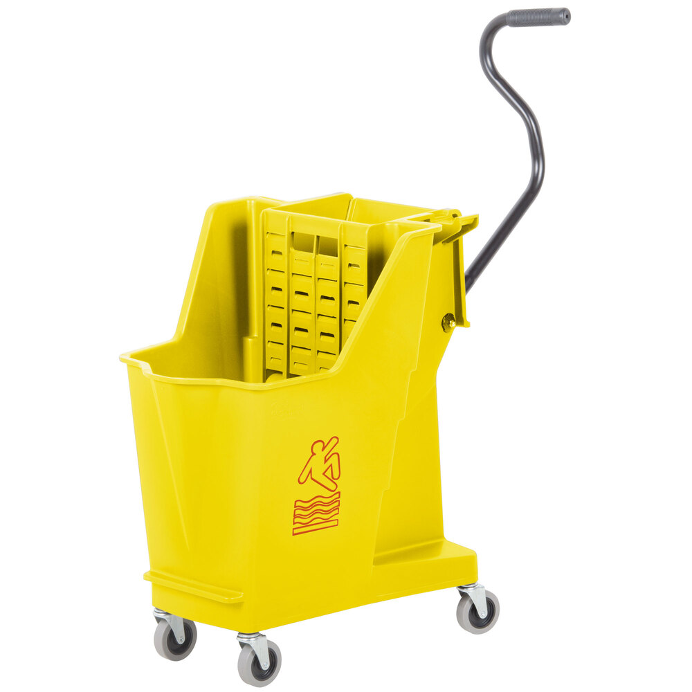 Continental 351YW 35 Qt. Yellow Unibody Mop Bucket with BuiltIn Wringer
