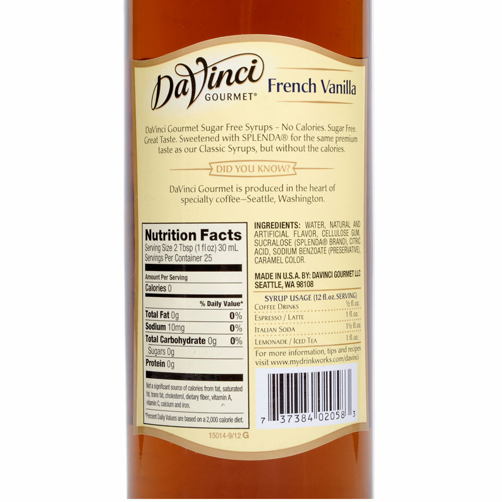 DaVinci Gourmet 750 mL French Vanilla Sugar Free Coffee Flavoring Syrup
