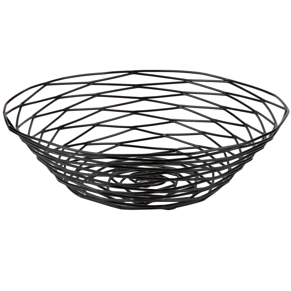 Tablecraft BK17510 Artisan Round Black Wire Basket 10" x 3"