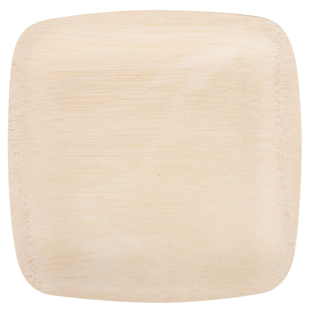 Bambu 063200 9" Disposable Square Bamboo Plate 25/Pack