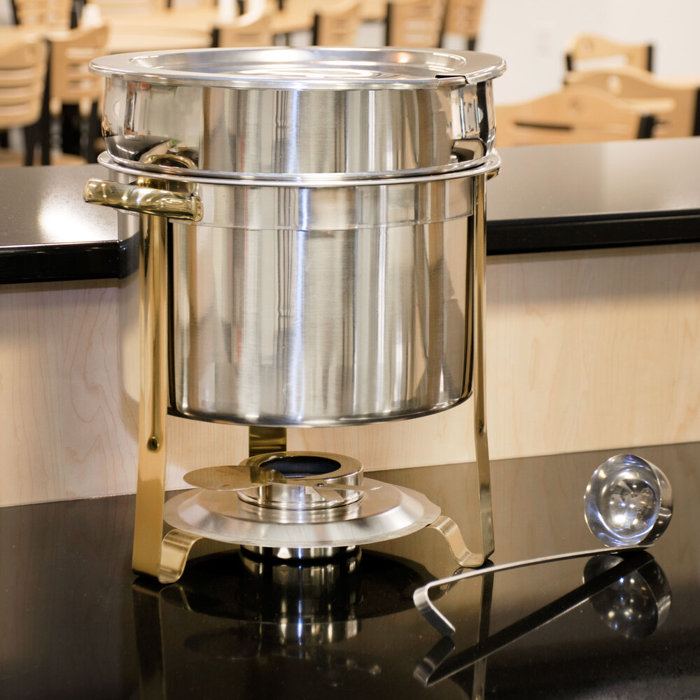 Choice 11 Qt. Deluxe Gold Accent Marmite Soup Chafer