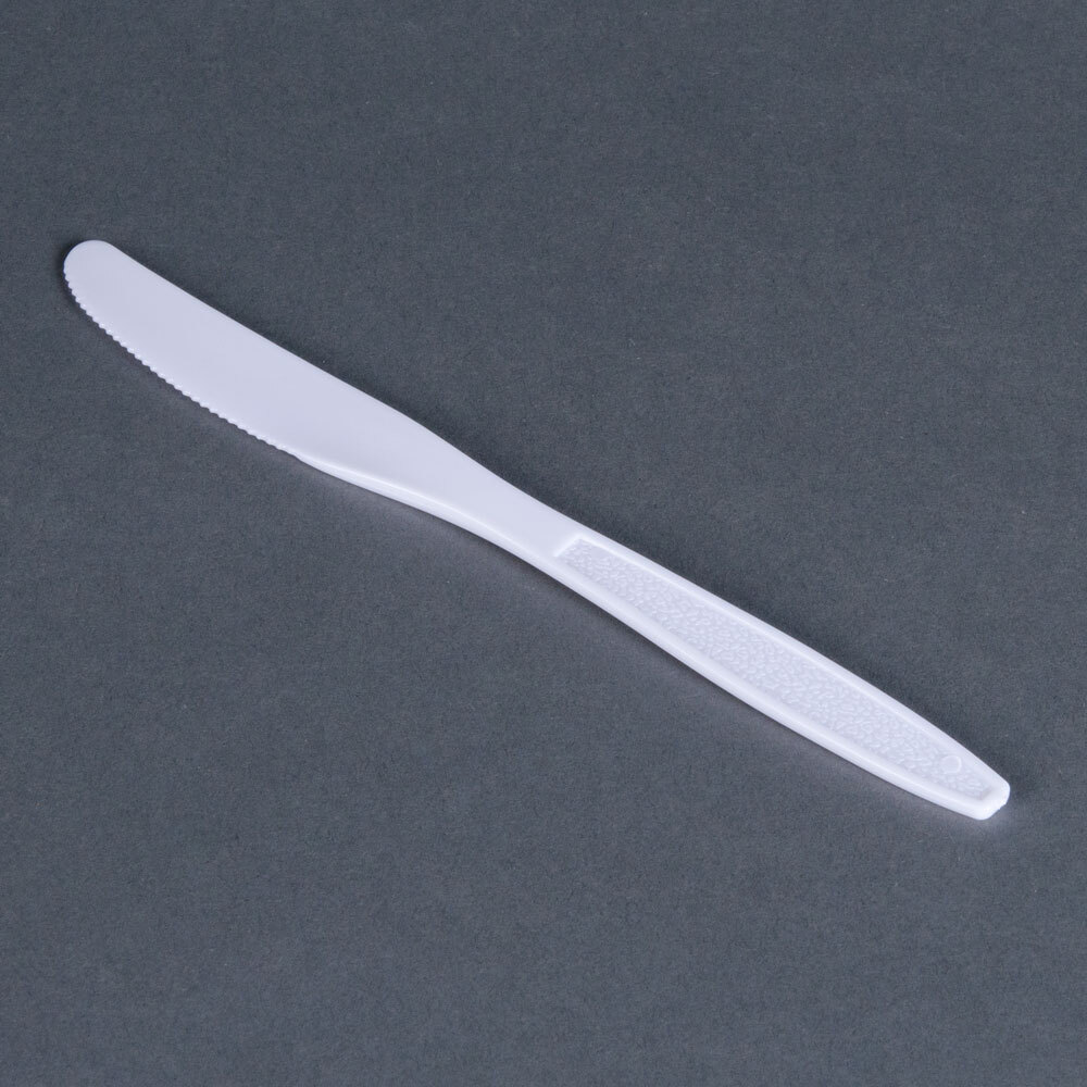 Visions Individually Wrapped Heavy Weight White Plastic Knife 1000 / Case