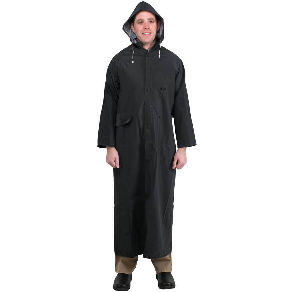 Black 2 Piece Rain Coat 60" Medium