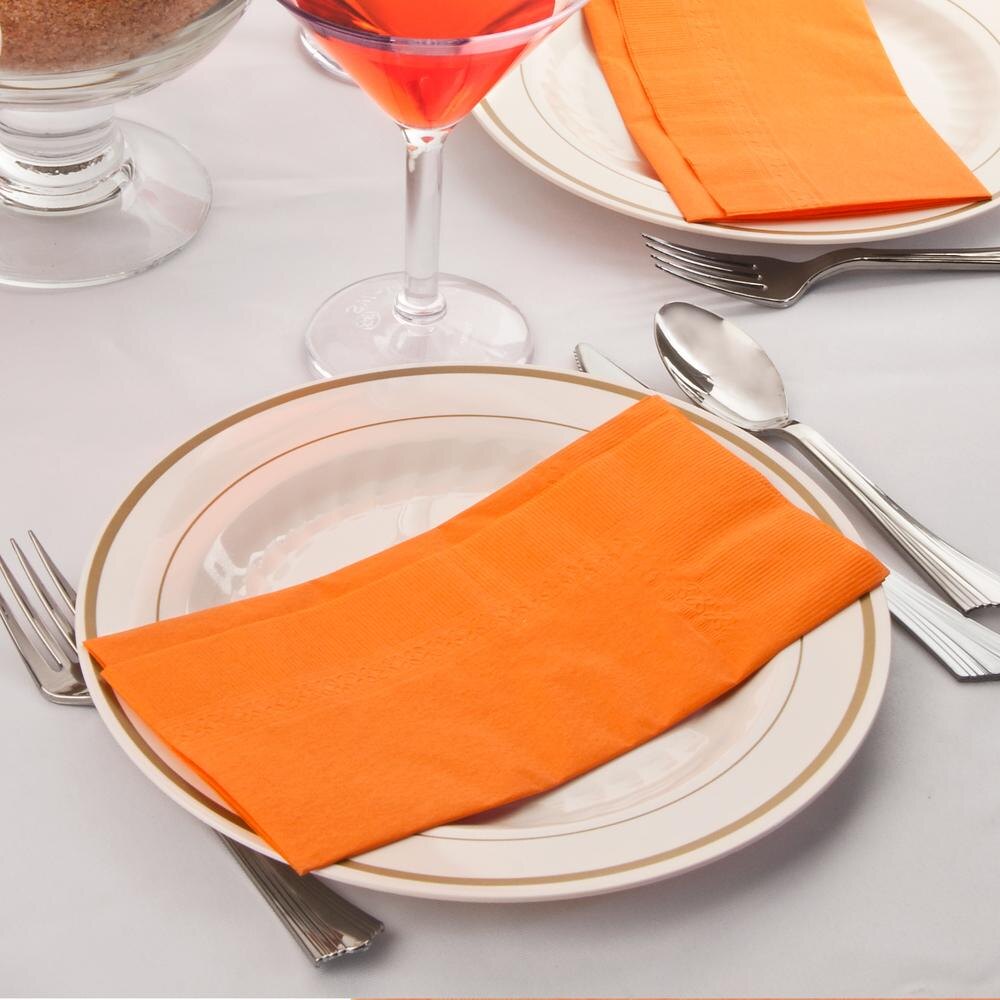Choice 15" x 17" Orange 2Ply Paper Dinner Napkins 125 / Pack
