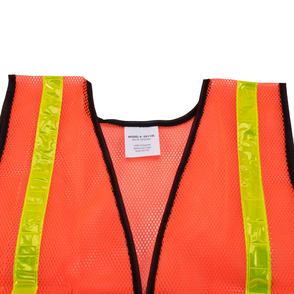 Orange High Visibility Safety Vest with Velcro Closure and 1