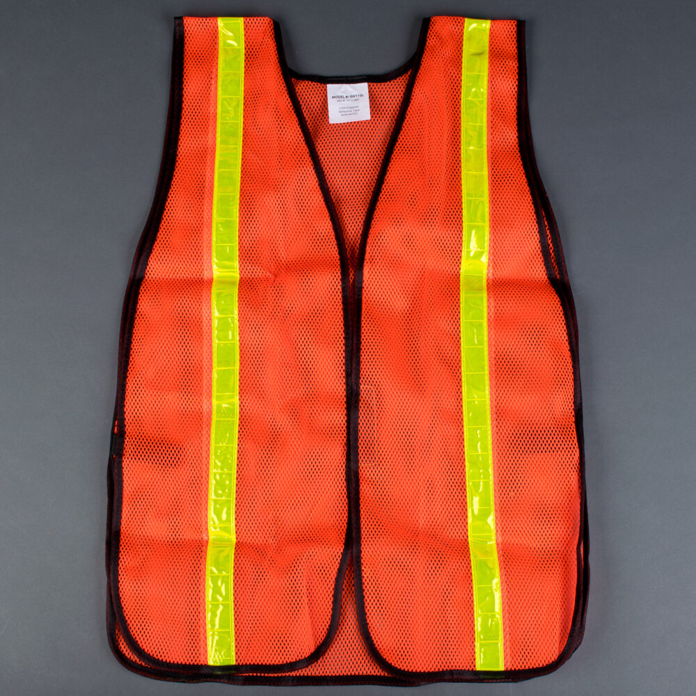 Orange High Visibility Safety Vest with Velcro Closure and 1