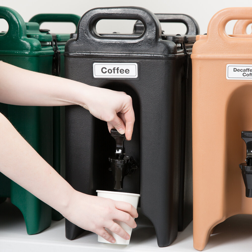 Cambro 250LCD110 Camtainer 2.5 Gallon Black Insulated Beverage Dispenser