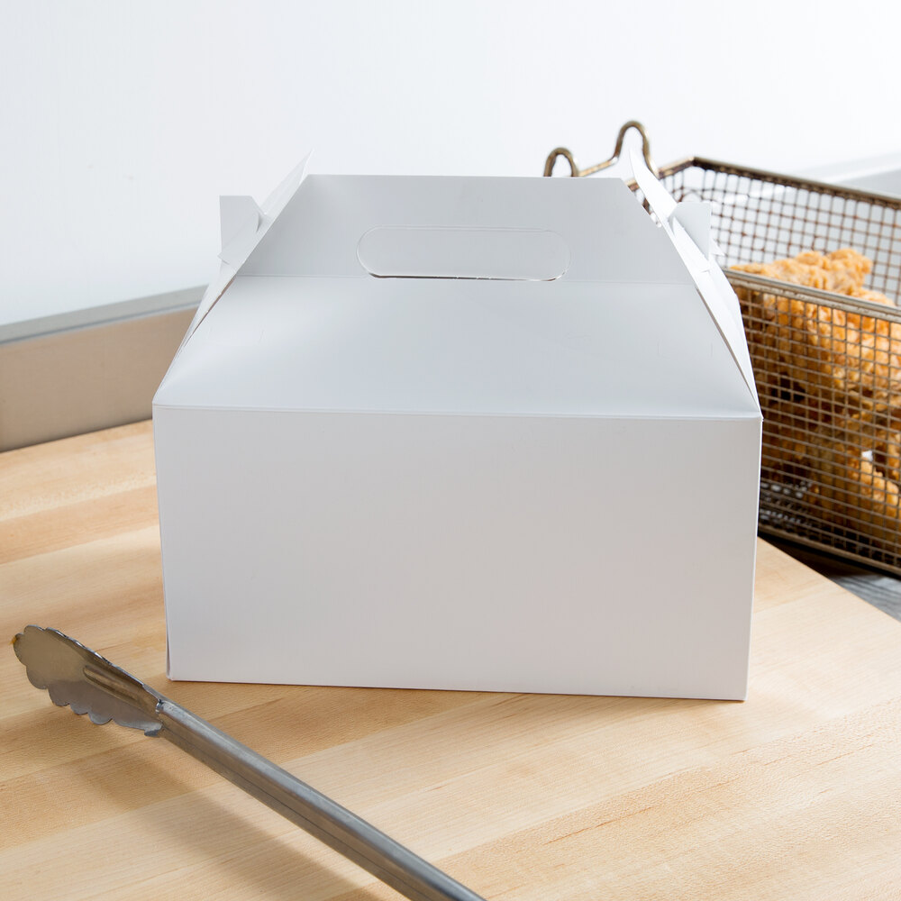 9 1/2" x 5" x 8" White Barn Take Out Lunch Box / Chicken Box 125/Case