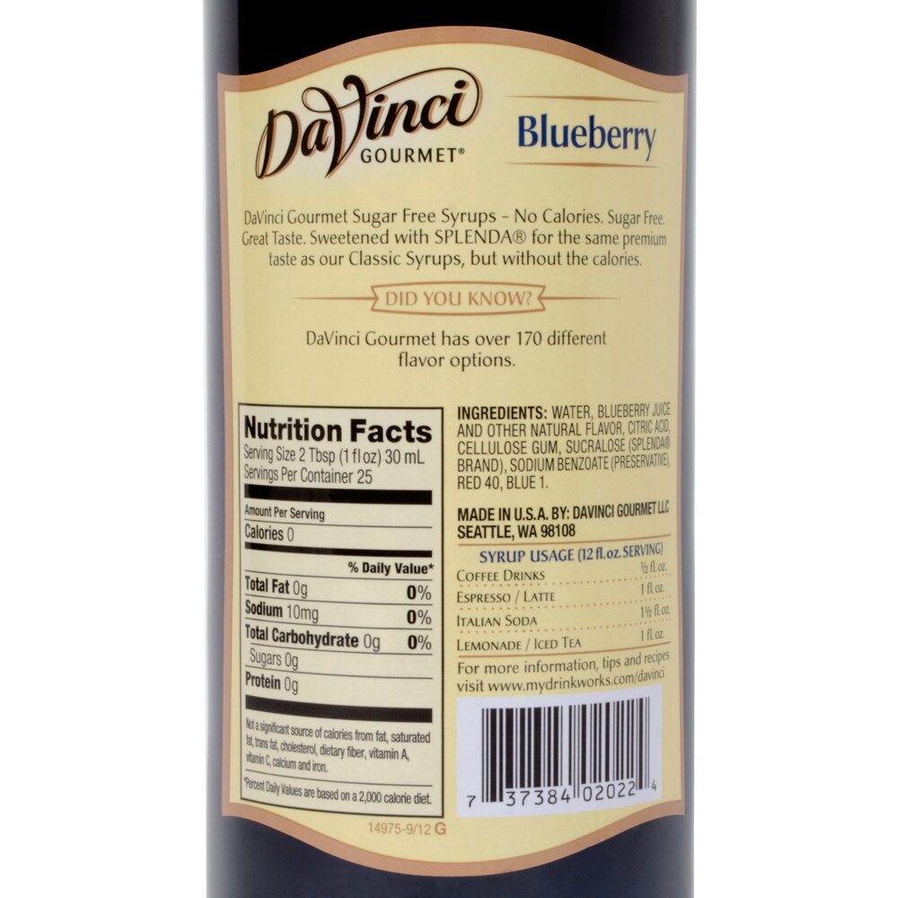 DaVinci Gourmet 750 mL Blueberry Sugar Free Coffee Flavoring / Fruit Syrup
