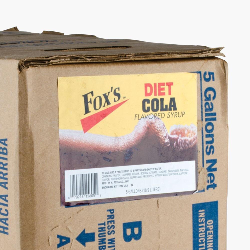 Fox's Bag In Box Diet Cola Beverage / Soda Syrup 5 Gallon