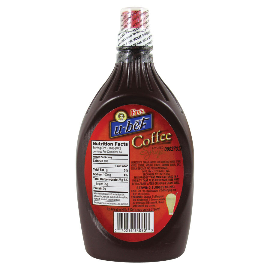 Fox's UBet Coffee Flavored Syrup 20 oz. Squeeze Bottle