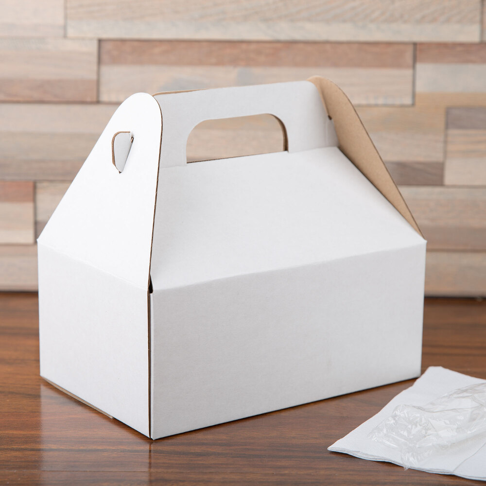 LBP 9548 8 1/2" x 5 1/2" x 3 1/2" White Barn Take Out Box with Handle