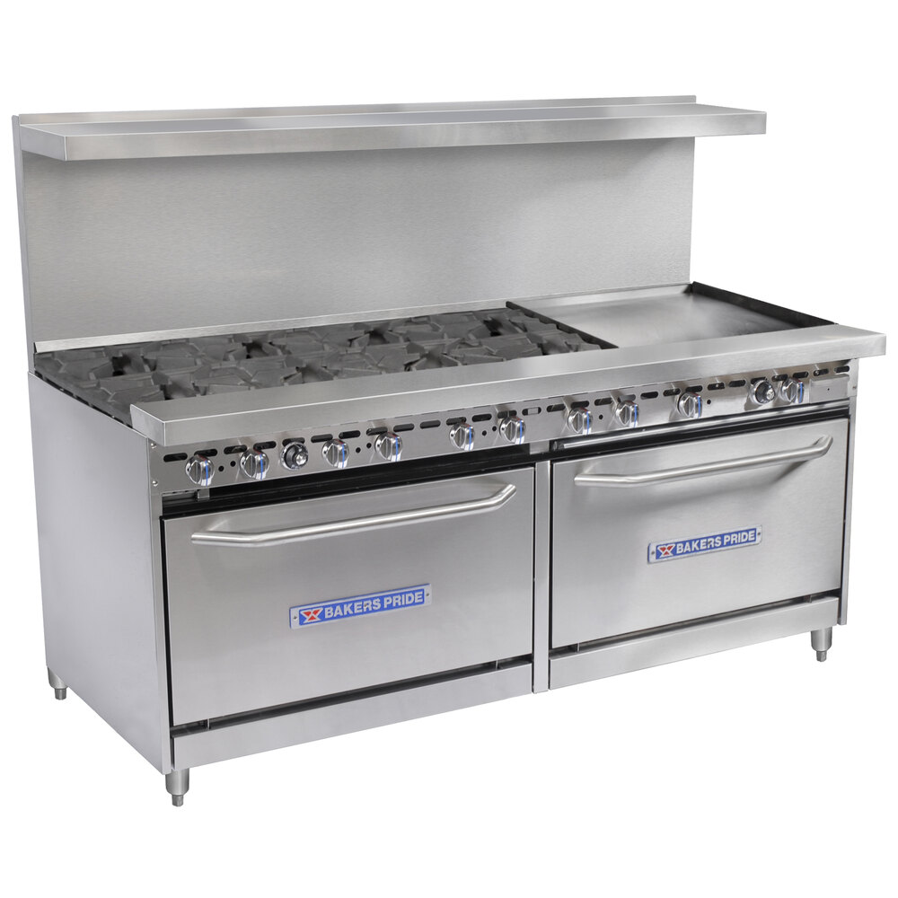 Bakers Pride Restaurant Series 72BP8BG24S30 8 Burner Gas Range with Two Standard 30" Ovens