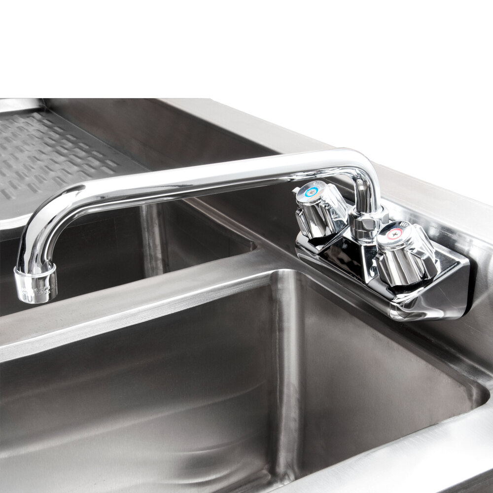Regency 3 Bowl Under Bar Sink with One 11 3/4" Drainboard and Faucet 48" Long, 10" x 14" x 10