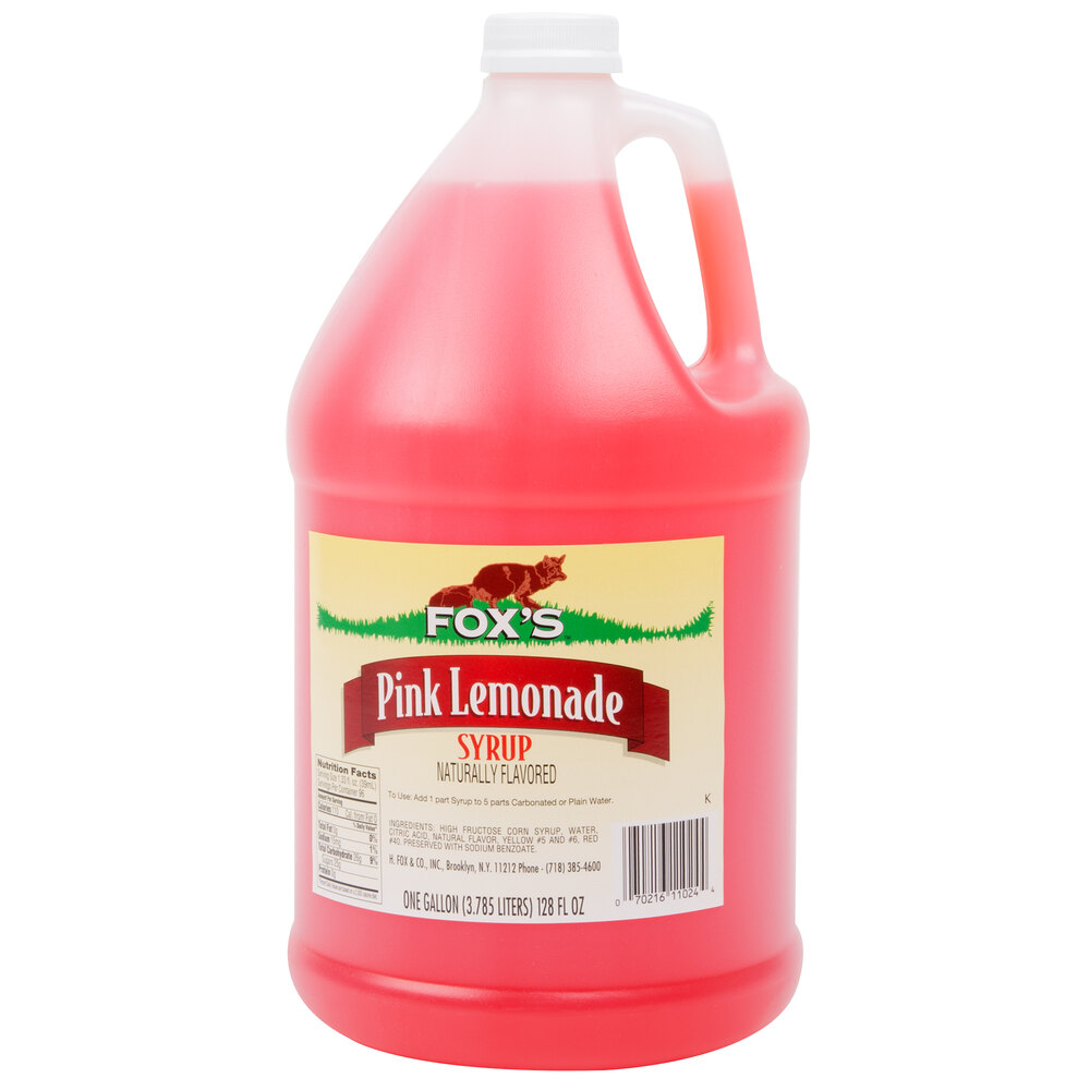 Fox's 1 Gallon Pink Lemonade Syrup 4/Case
