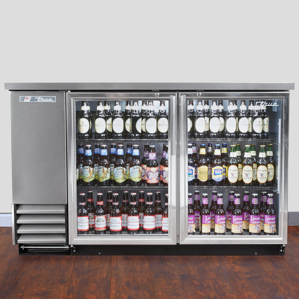 True TBB2GSLD 59" Stainless Steel Glass Door Back Bar Refrigerator