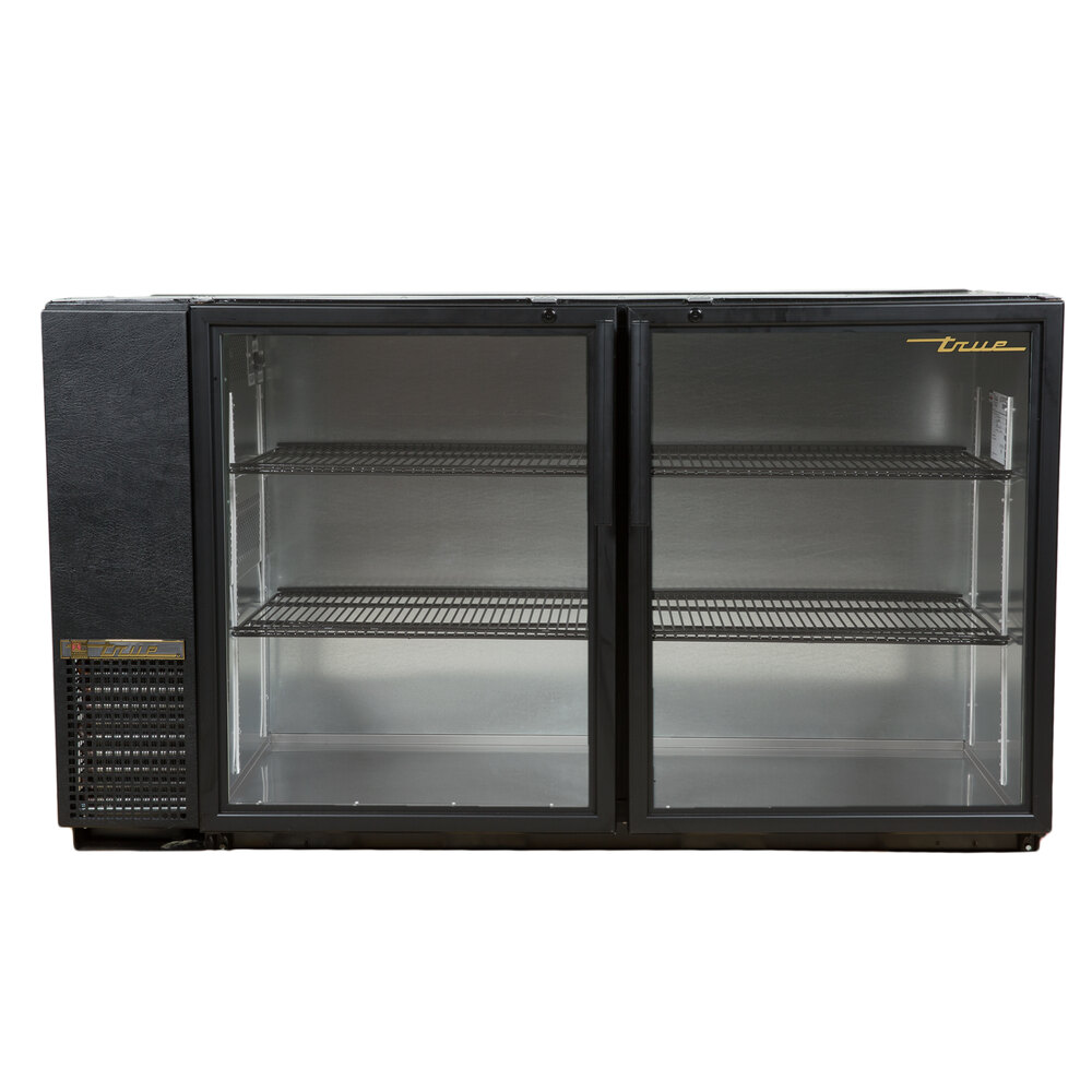 True TBB24GAL60GLD 60" Black Narrow Glass Door Back Bar Refrigerator