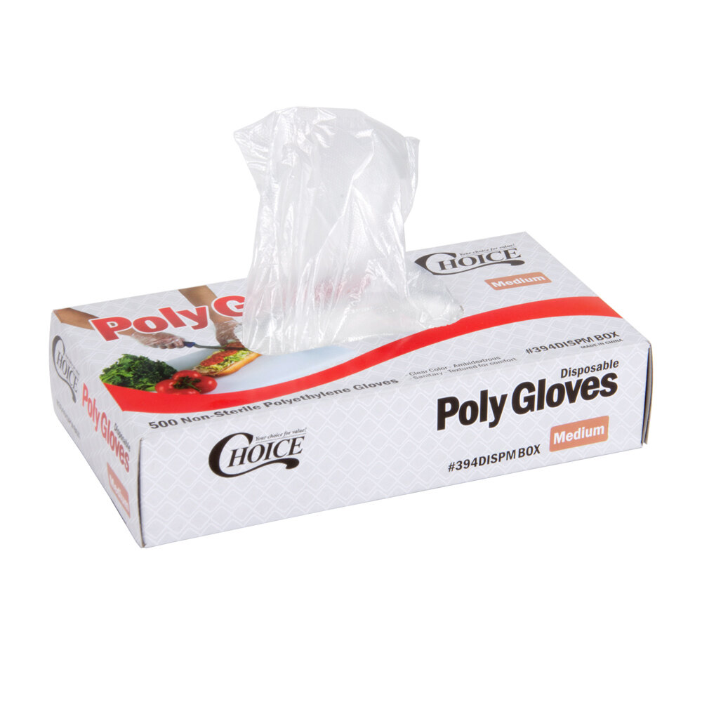 Choice Disposable Poly Gloves Medium for Food Service