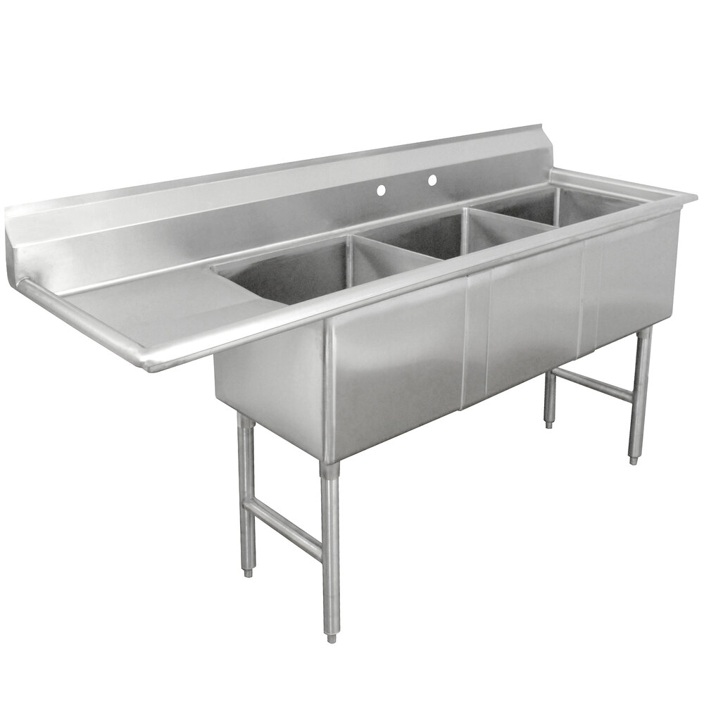 Advance Tabco FC-3-1515-15 Three Compartment Stainless Steel Commercial 3 Compartment Stainless Steel Commercial Sink