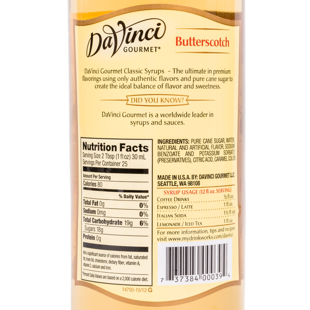 DaVinci Gourmet 750 mL Butterscotch Classic Coffee Flavoring Syrup