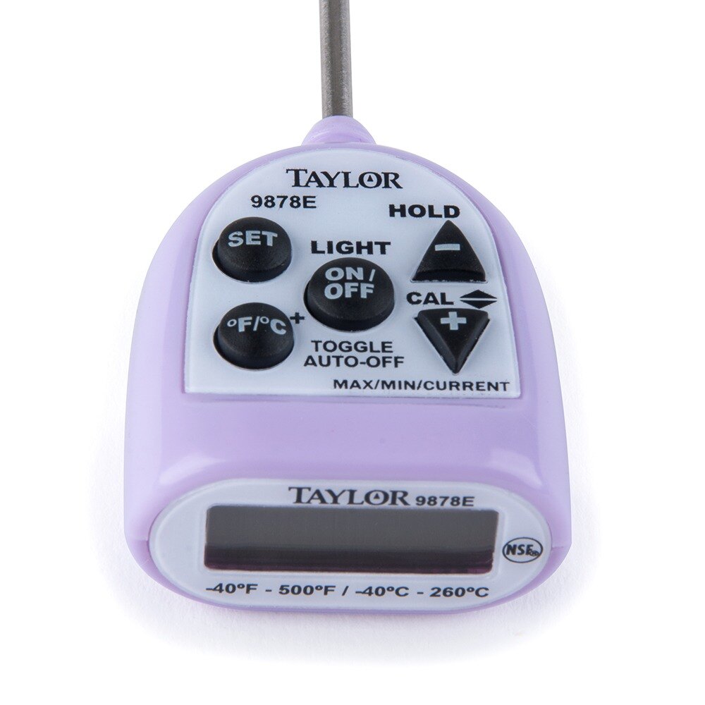 Taylor 9878EPR 4 1/2" Purple Waterproof Digital Pocket Thermometer with