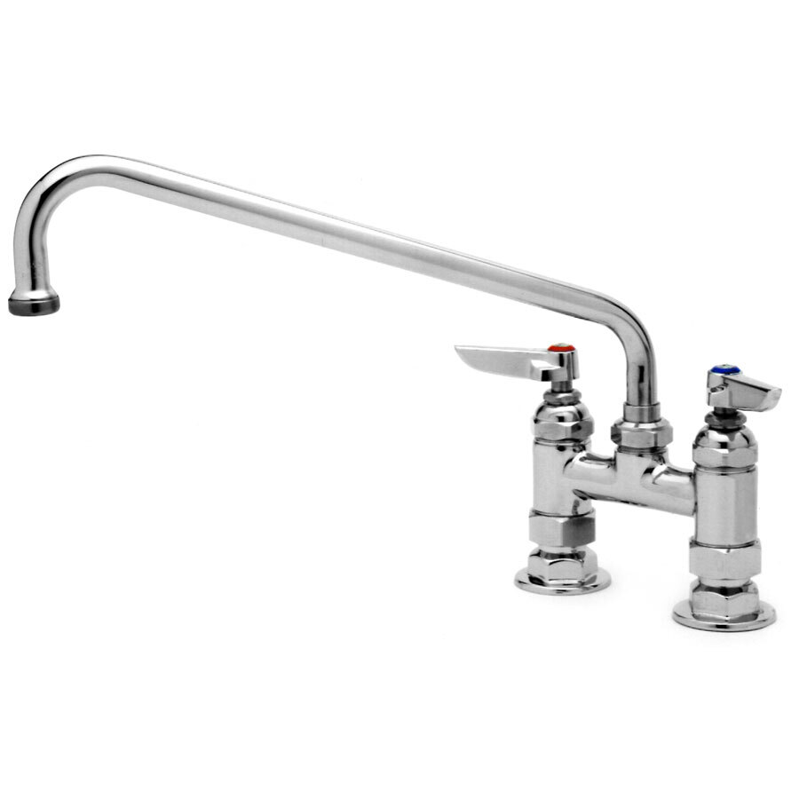 T&S B2390 Deck Mount Faucet with 4" Adjustable Centers and 14" Swing