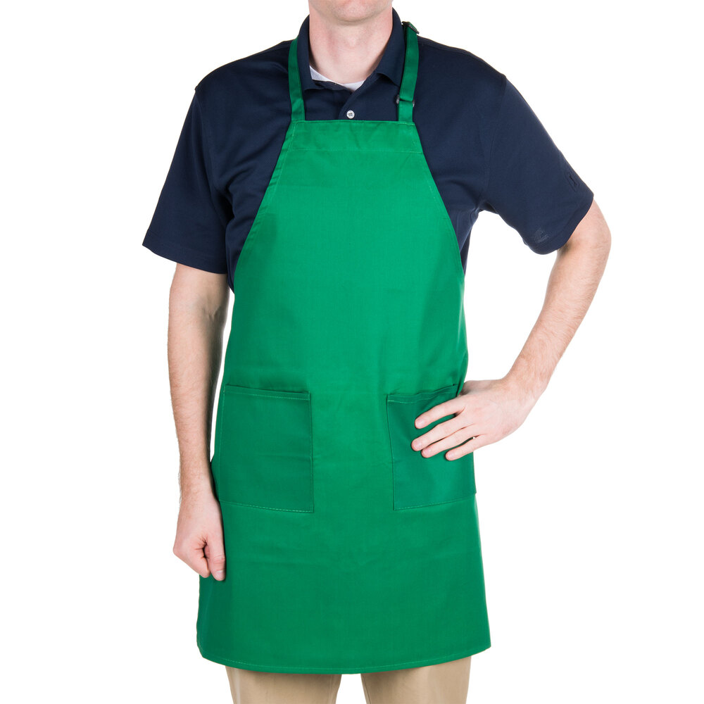 Choice Kelly Green Full Length Bib Apron with Adjustable Neck with
