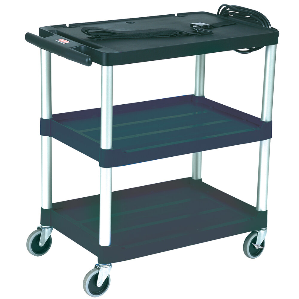 Rubbermaid FG9T2800BLA Black MediaMaster 32" Open AV Cart with Three