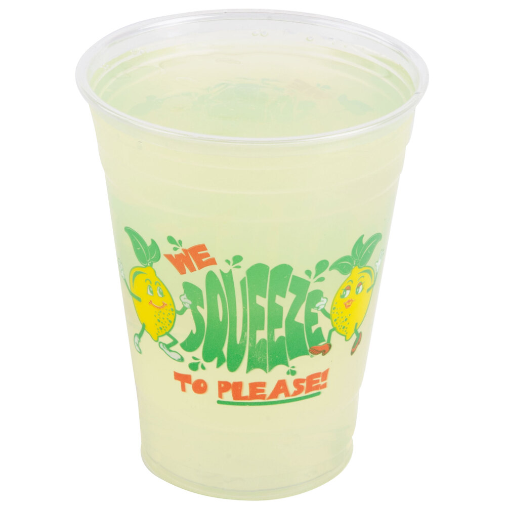 16 oz. Plastic "We Squeeze to Please!" Lemonade Cup 1000 / Case