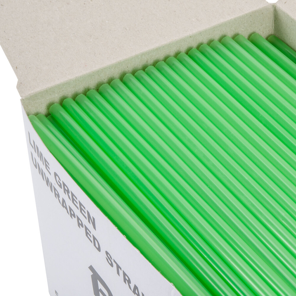 10" Green Unwrapped Straw 500/Pack