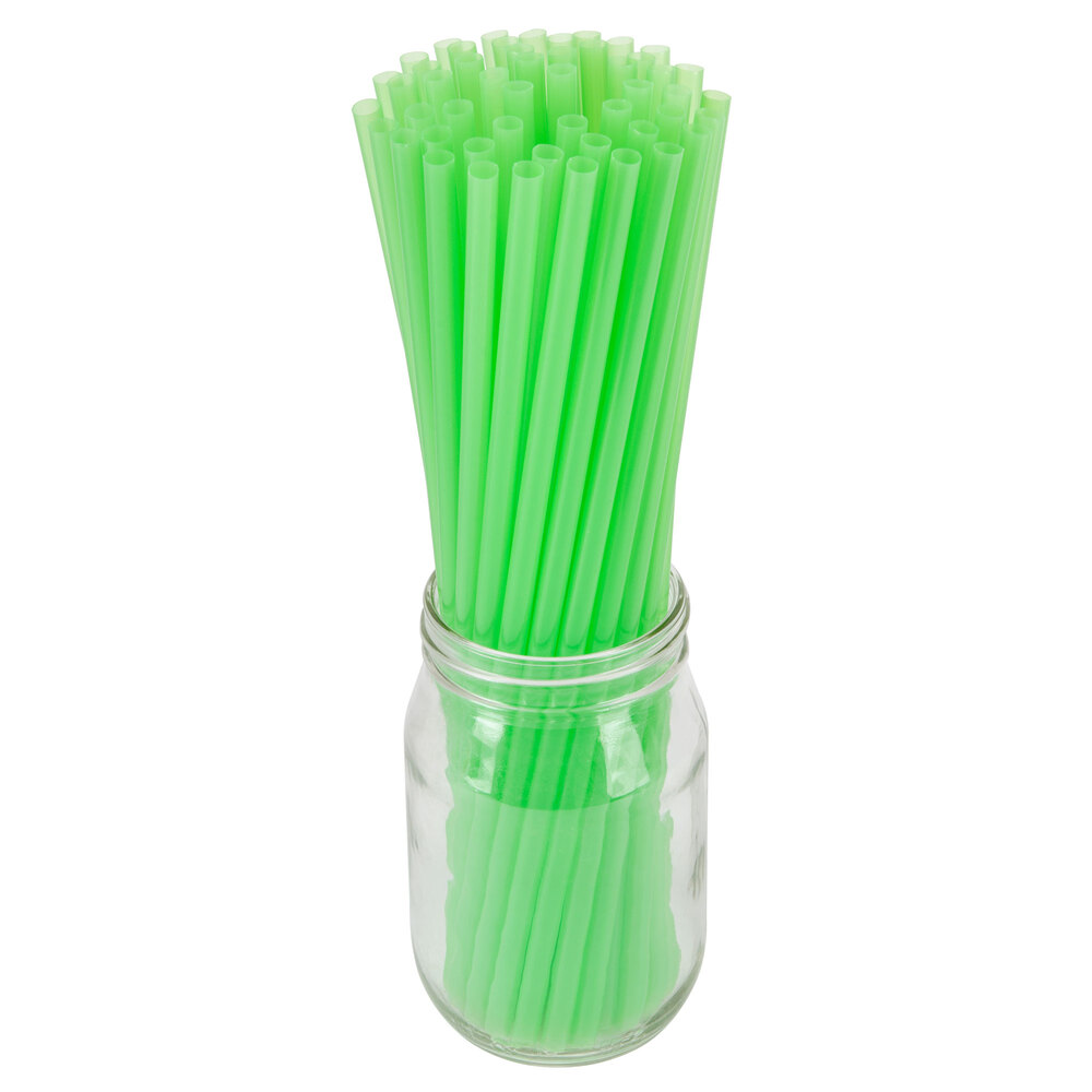 10" Green Unwrapped Straw 500/Pack