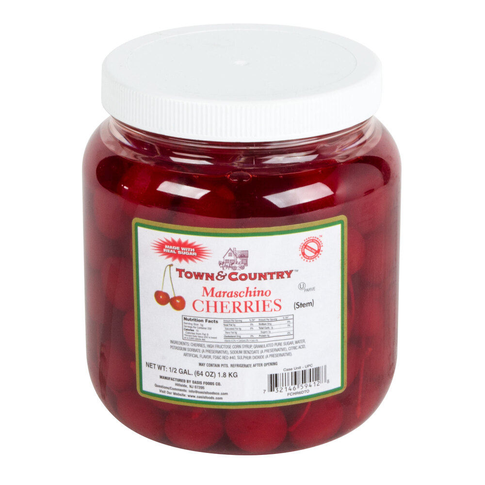 Maraschino Cherries with Stems (6) 1/2 Gallon Jars / Case