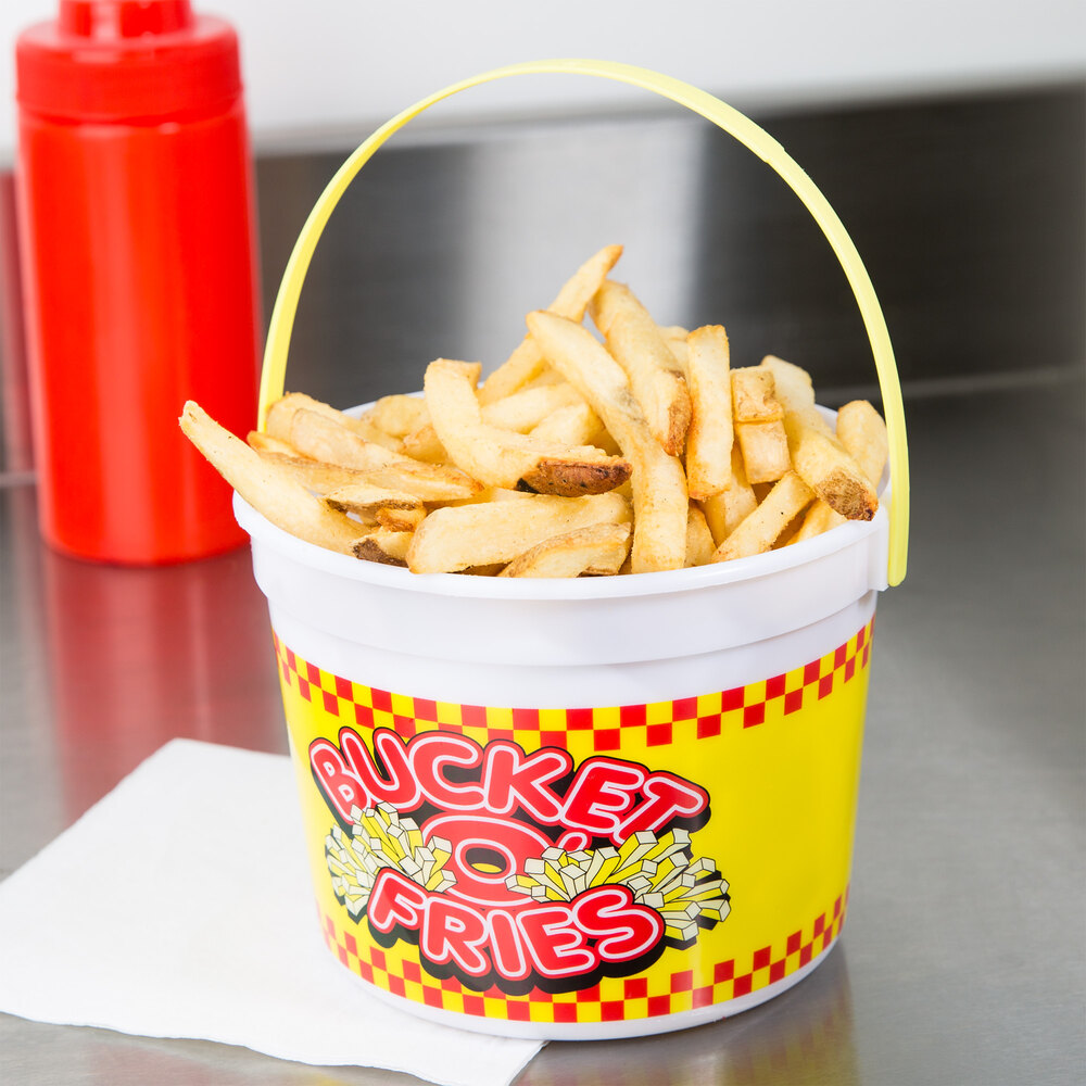 48 oz. Plastic French Fry Bucket with Handle 160/Case