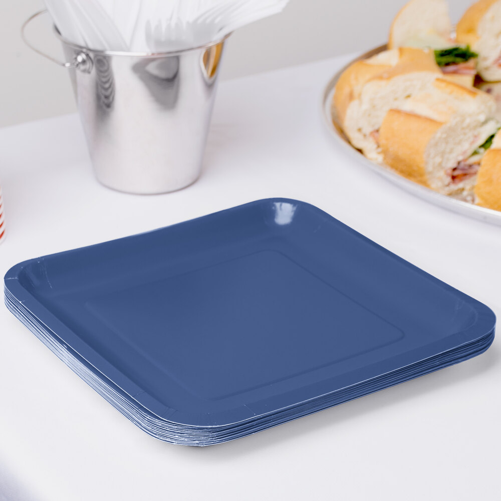 Creative Converting 463278 9" Navy Blue Square Paper Plate 180/Case