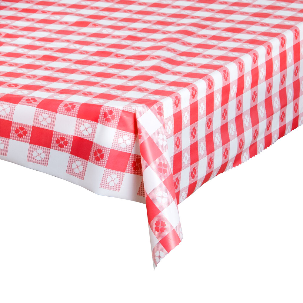 Atlantis Plastics 2TC300GING Red Gingham Patterned Plastic Roll Table