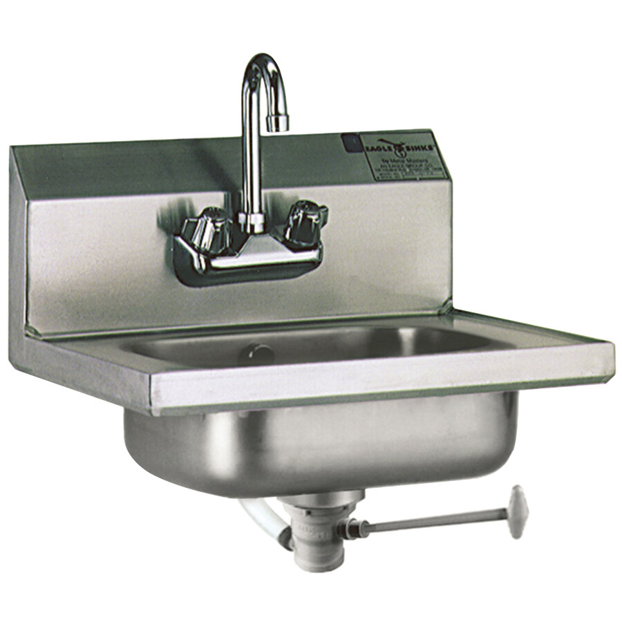 Eagle Group HSA10FO Hand Sink with Gooseneck Faucet, Polymer Lever Drain, and Overflow